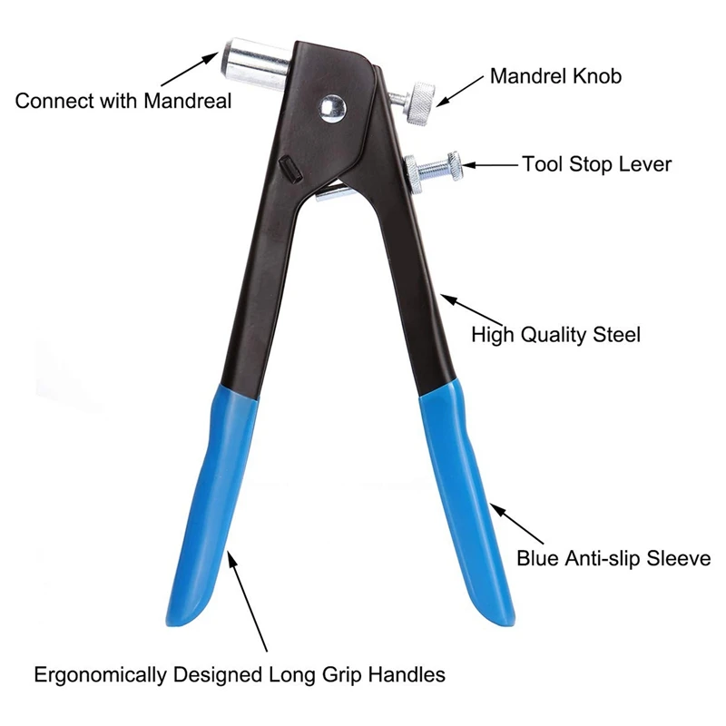 126pcs Rivet Nut Tool Kit Set Blind Rivet Nut Hand Riveter Tool Wrench Threaded Insert Rivnut Nutsert M3/M4/M5/M6/M8