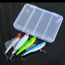 4pcs set winter fishing hard bait VIB lead inside ice sea fishing tackle diving swivel jig