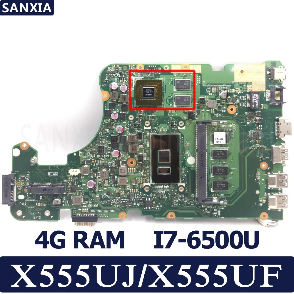 Kefu X555UJ материнская плата для ноутбука ASUS для ASUS X555UJ X555UF F555U X555UB X555UQ X555U тесты оригинальная материнская плата 4 г оперативная память I7-6500U