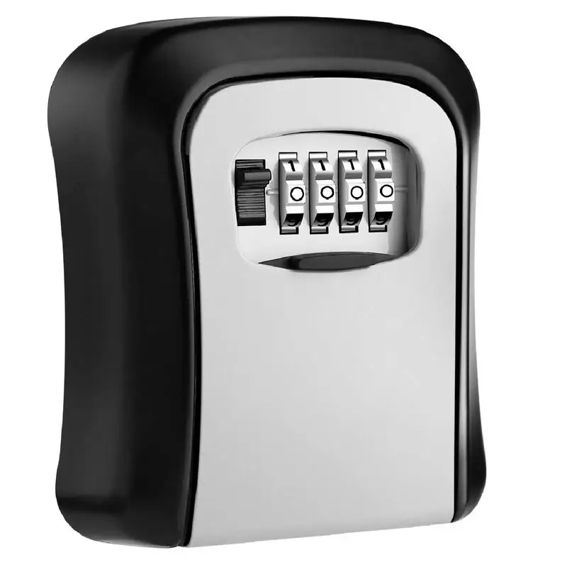 Замок с ключом ящик настенный Алюминий сплав сейф с ключом к атмосферным воздействиям 4 цифры по ценам от производителя Комбинации Сейф для хранения ключей для дома и улицы - Цвет: Black gray