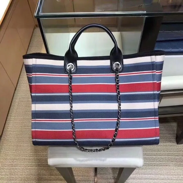

Luxury Designer Handbag Canvas&Leather Bag Large Women Shopper bag TOP QUALITY Stripe Famous Branded Tote Bag 2018