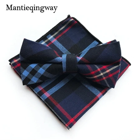 09 Mantieqingway Бизнес Хлопок Боути Платки носовые для девочек комплект галстуков Костюмы Для Мужчин's платки Bowties плед платок для свадьбы - Цвет: 09