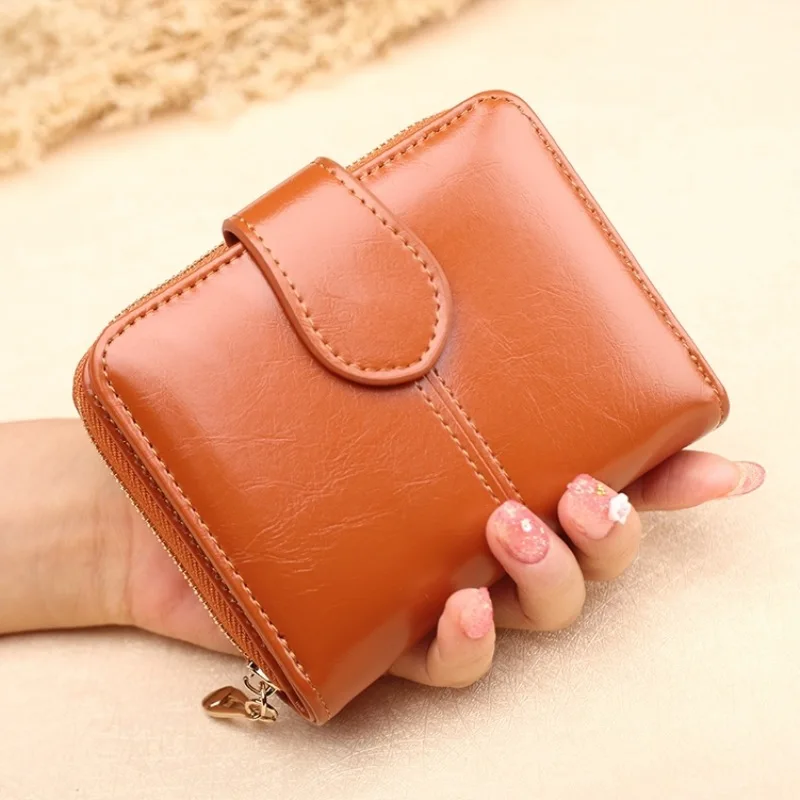 Маленький кожаный кошелек из семи кожи женские кошельки на молнии с карманом для