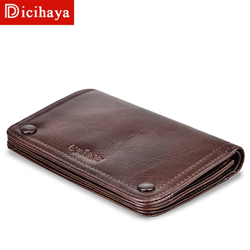 DICIHAYA новый мужской кошелек 100% натуральная кожа короткий винтажный коровья