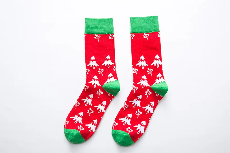 La MaxPa/теплые носки, рождественские носки для влюбленных, хлопковые забавные женские носки, Новогодние рождественские красные носки k2045 - Цвет: Red tree