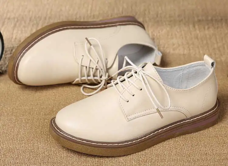 النساء أحذية من الجلد الأسود البيج حذاء كاجوال السيدات سميكة أسفل الأحذية المسطحة النساء مريحة أحذية تزلج الأحذية