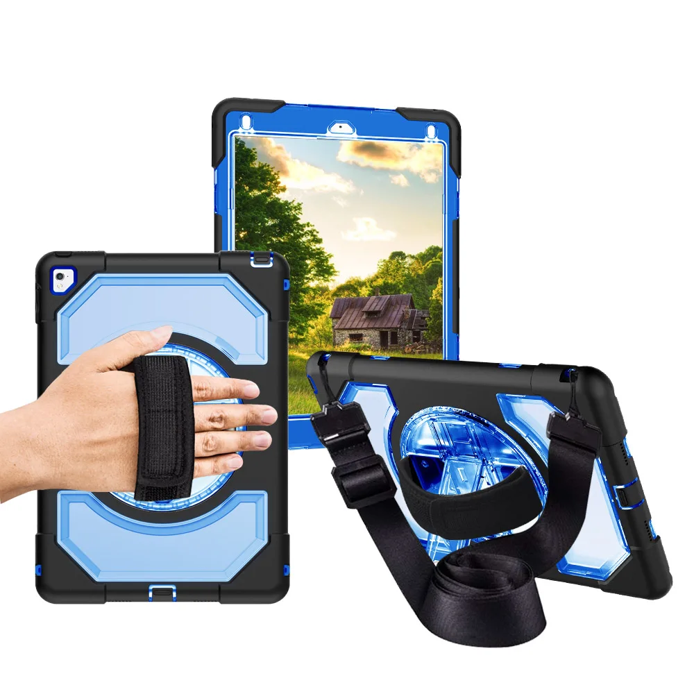 

Miesherk Case for Air 2 Kids Safe with Hand Shoulder Strap and Stand Shockproof Full Protective Cover for iPad 9.7 inch Coque