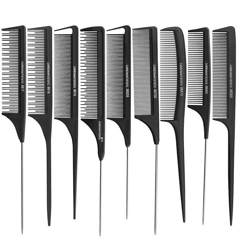 Термостойкие салон триммер для волос Антистатические режущие гребни Углеродные парикмахерские металлические шпильки хвост гребень полный стиль предложение