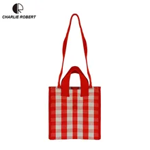 Панельная модная Экологичная хозяйственная сумка весенний квардратный Холст повседневная женская сумка женские сумки через плечо