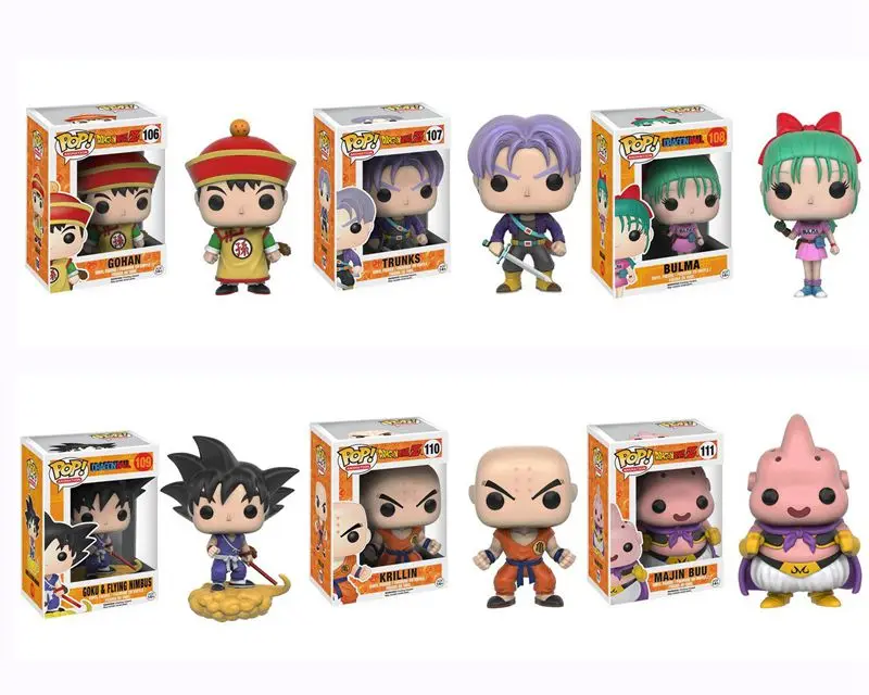 Оригинальный Funko pop Dragon Ball Z Gohan плавки Bulma Goku и Nimbus Krillin Majin Buu Виниловая фигурка