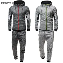 FFXZSJBrand Весна для мужчин с капюшоном на молнии спортивный костюм, беговой костюм, s спортивные комплекты sweatsuits Пот Костюмы комплект из 2 предметов