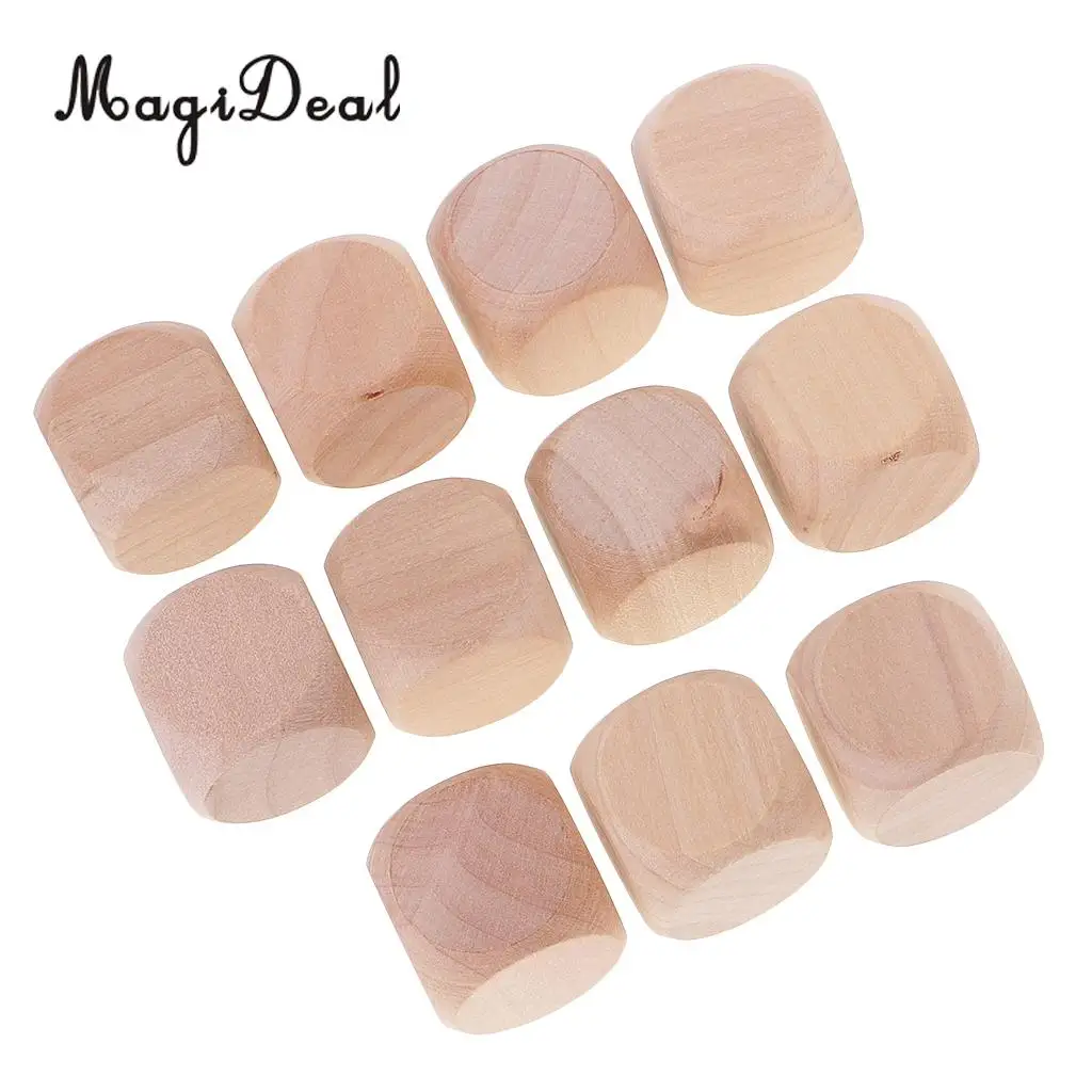 MagiDeal 10 Piece/Set 3cm Wooden Dices D6 Six Sided Blank DIY for D&D TRPG MTG Toys