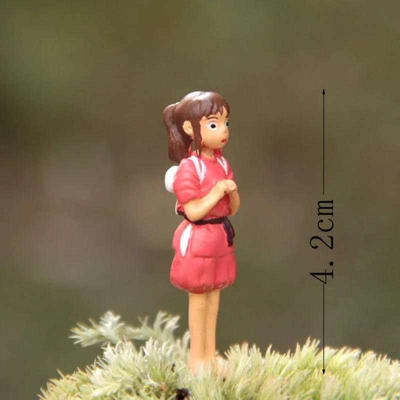 Spirited Away Hayao Miyazaki 2pcs Resin Action Figures Chihiro Girl Faceless Men Micro Landscape Gardening Toy - 3