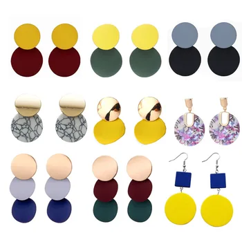 

2019 Mix Round Style Drop Earrings For Women Candy Color Metal Beaded Hanging Dangles Womens Vintage Wedding Party Jewelry