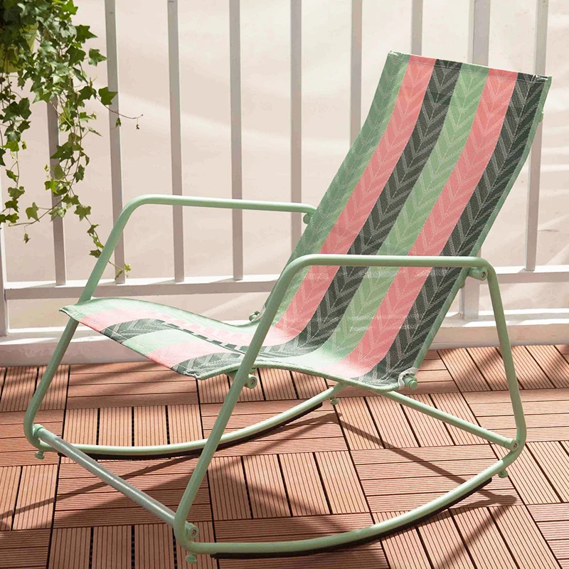 

C,Nordic Relax Metal Rocking Chair Multicolor balcony Chaise Lounger Living Room Furniture PVC Lounge Rockign Swing Chair