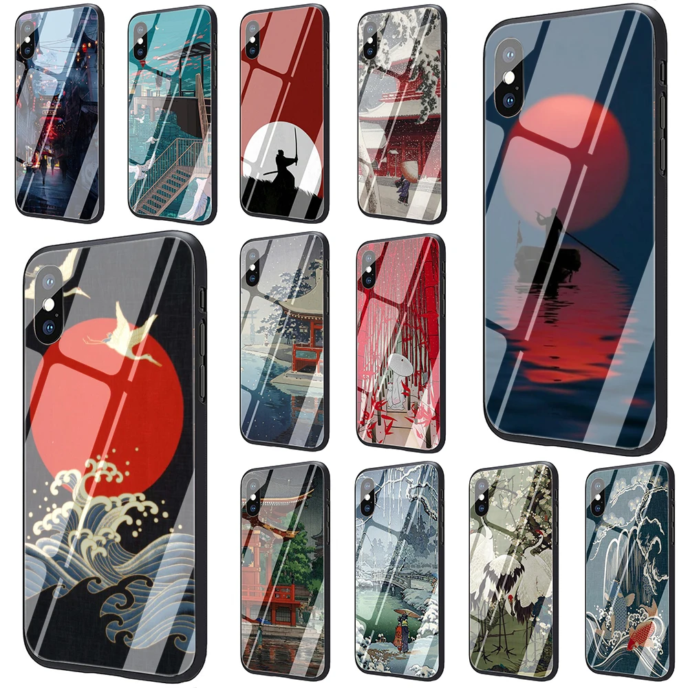 Ukiyo e японский стиль искусство закаленное стекло чехол для телефона iphone SE 2020 5 5S 6 6S