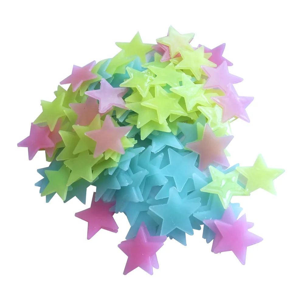 

100pcs/lot Glow Wall Stickers Decal Baby Kids Bedroom Home Decor Color Stars Luminous Fluorescent 4colors