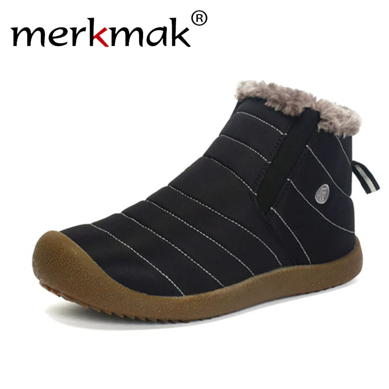 Skup Merkmak wodoodporna para Unisex śnieg buty mężczyźni buty zimowe moda buty casual ciepłe futro wewnątrz antypoślizgowy spód plus rozmiar 48