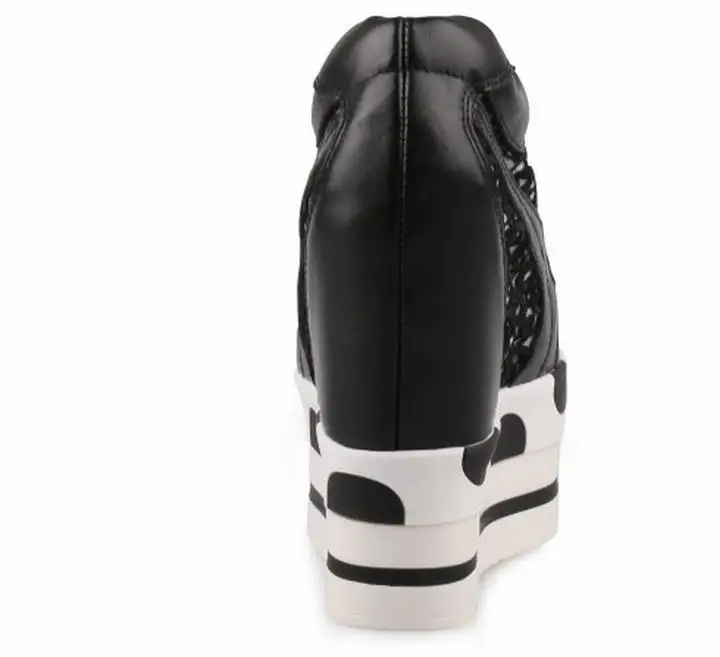 Cyabmoz Для женщин танкетке женская обувь на платформе увеличивающие рост высокие каблуки Кружево до Белая Дамская обувь Zapatillas Deportivas Mujer