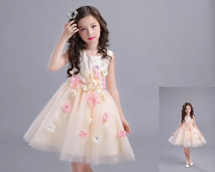 

2018 new Girl Kids Summer Flower Dress Children Floral Mesh TUTU princess Dresses Party Birthday Clothes