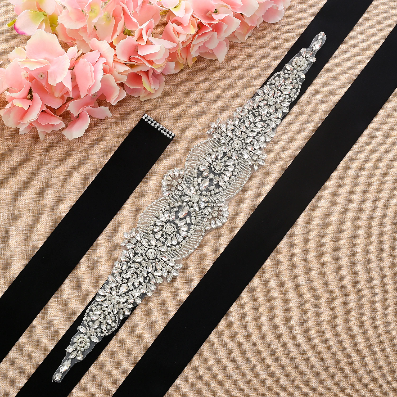 Crystal Silver Rhinestones Wedding Belt Luxury Wedding Dress Sash Bridal Belt For Wedding Long Dresses A213S