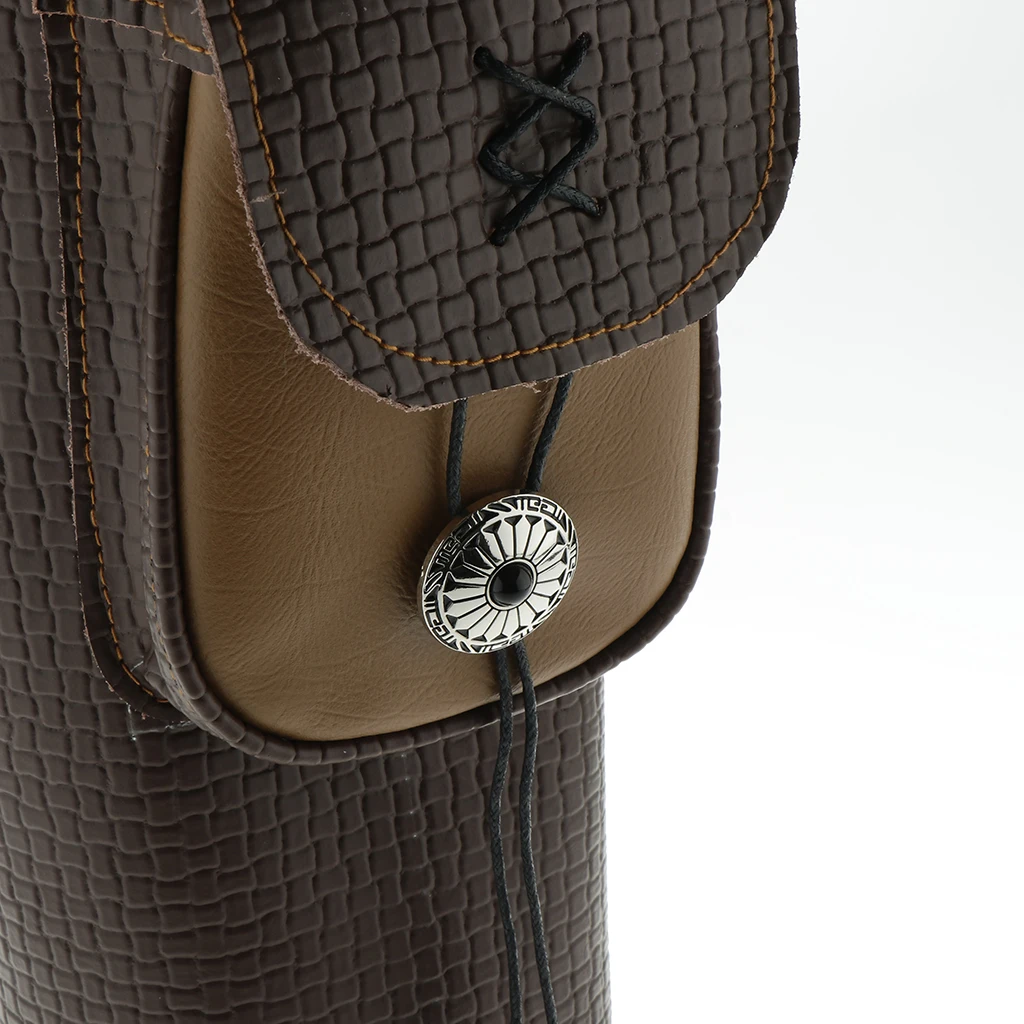 Fashionable Archery Hunting Back Quiver Leather Arrow Holder Bow Shoulder Bag W/ Buckle Pocket Arrow Bag Outdoor Shooting