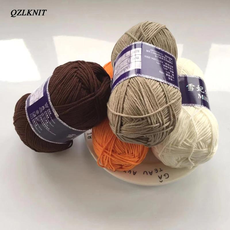 QZLKNIT 100g/ball Combed Soft 5 strands of Milk Cotton Yarn Anti-pilling DIY Hand knitted Crochet scarves carpet Yarn 190M 5