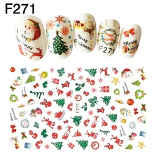 1PC Christmas Nail Stickers Xmas Tree Snow Bell Santa Claus Christmas Element Cute Adhesive Nail Art Stickers Beauty Supplies sparkling christmas tree pattern door art stickers