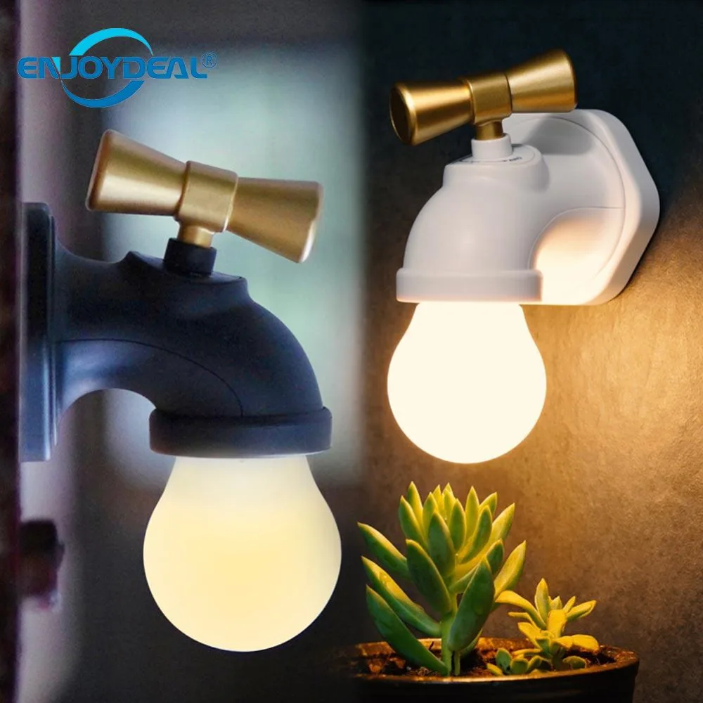 New LED Bulb Intelligent Voice Control Lamp Rechargeable LED Antique Faucet Tap Nightlight Lamp Night Light for Porch Hallway