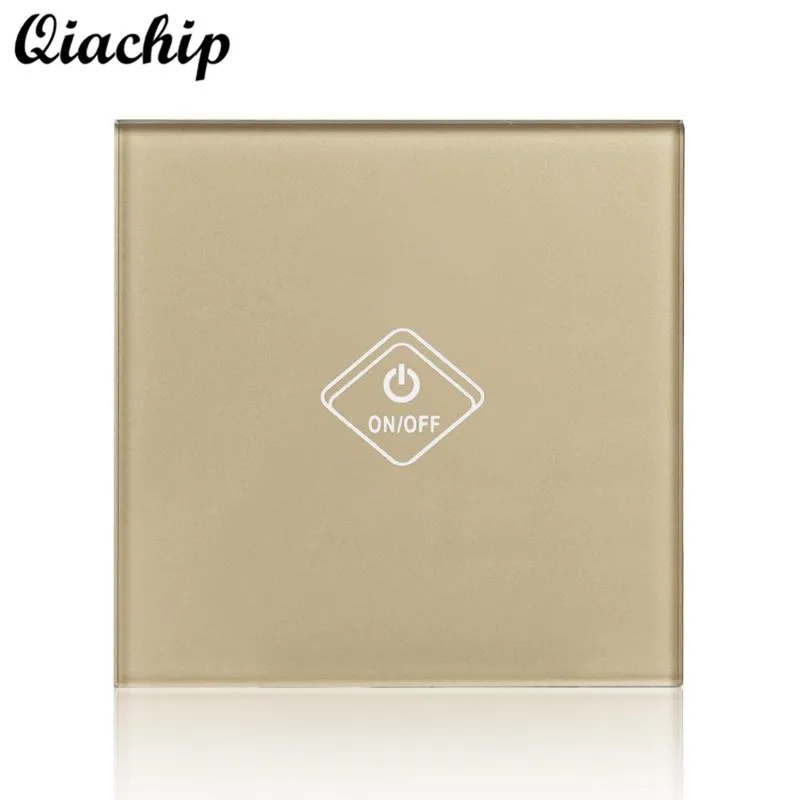 

QIACHIP AC 220V UK Plug WiFi Smart Home Touch Sensor Switch 1 Gang 1 Way Light Wall Switch Remote Control Work With Amazon Alexa