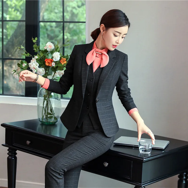 

IZICFLY Women Pants Suits with Blazer Jacket Elegant Slim Business Ensemble Femme 2 Pieces Pantalon Veste Tailleur Office Wear