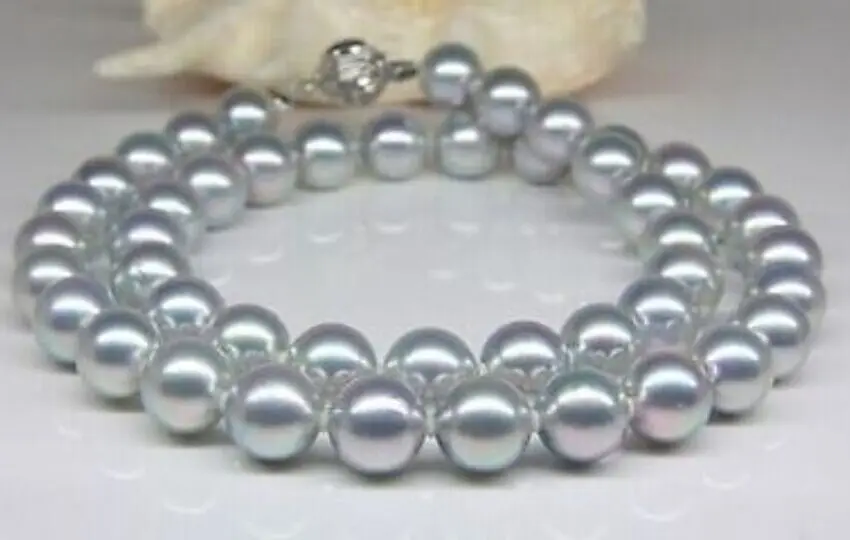 

Free Shipping >>>>>elegant 11-12mm round south sea silver grey pearl necklace 18inch 925silver