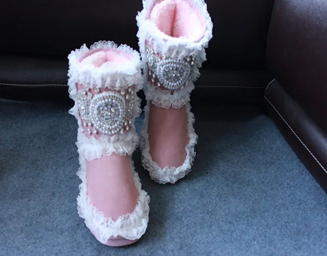 Chaussures Cheville Conception Neige Bottes Femmes Couleurs Shown 16 D'hiver Rose Dentelle Pour As Strass as Femme Shown Botte Chaud qwBx0C7