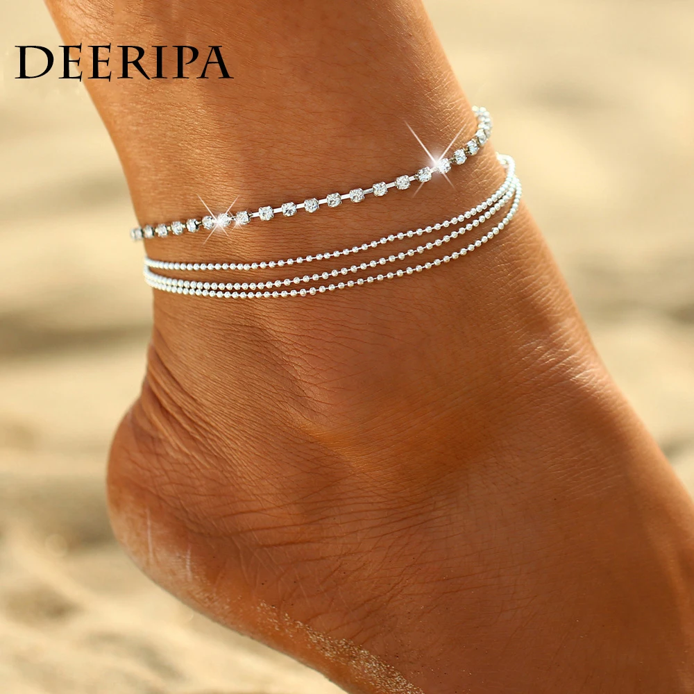 

Summer Style Multi-layer Sexy Crystal Anklet Foot Chain Summer Bracelet Charm Anklets Beach Foot Wedding Jewelry Gift