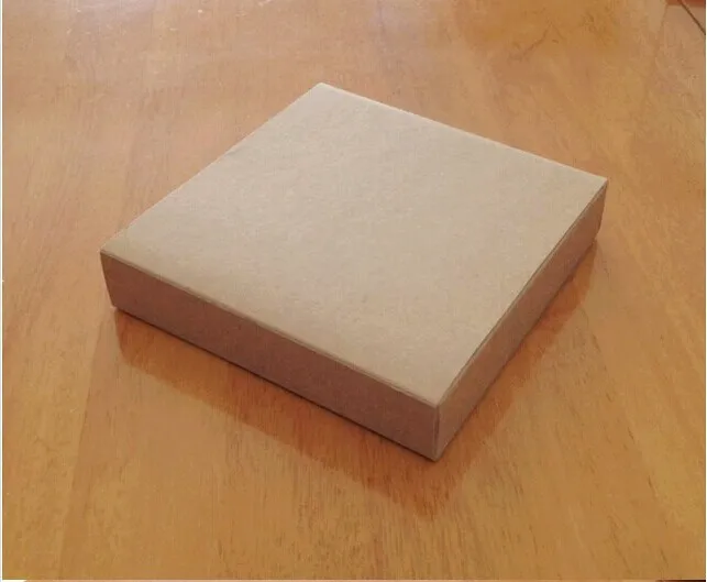 100 шт./лот 14*14*3 см коричневый ящик для чая Craft подарочная упаковка крафт-бумаги окно Custom розничная коробки DHL