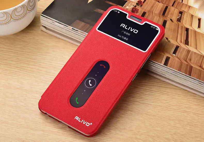 red Vivo y81 y 81 y83 чехол, Бизнес окошком на лицевой панели из искусственной кожи Para Флип Стенд кожаный чехол для vivo y81 y 81 y83 чехол alivo фирменный#04011 - Цвет: red
