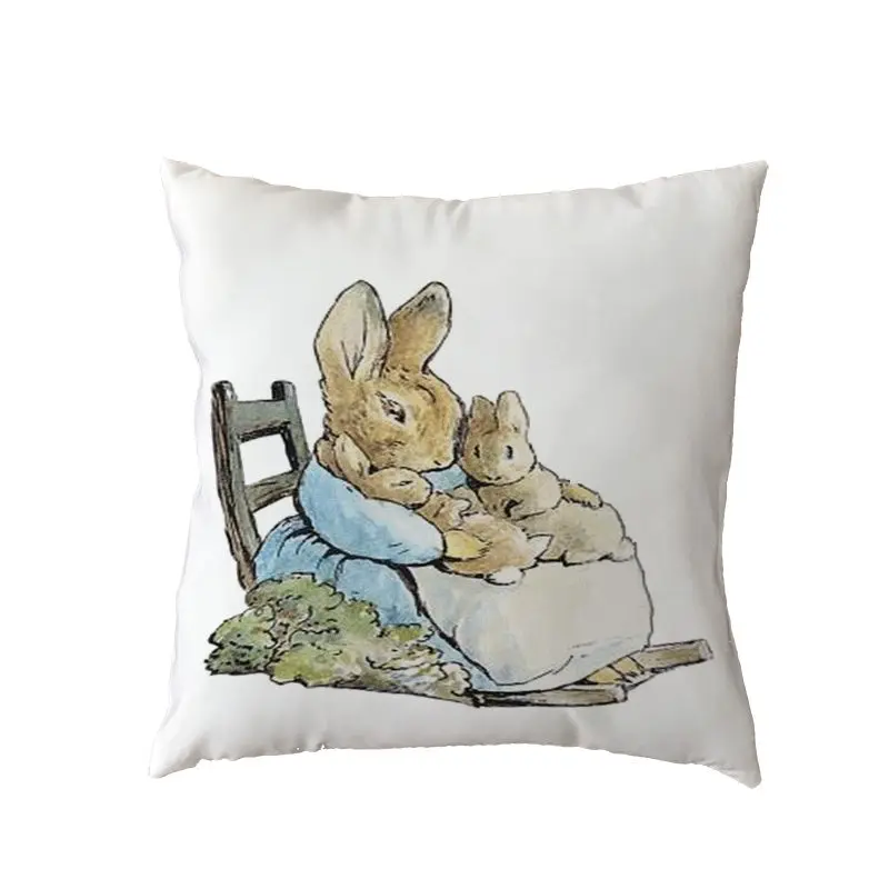 Наволочка для подушек с рисунком кролика Питера, полиэстер, персиковая кожа, квадратная наволочка, морковь, Бабочка, дерево, принт, домашний диван, украшение для стула