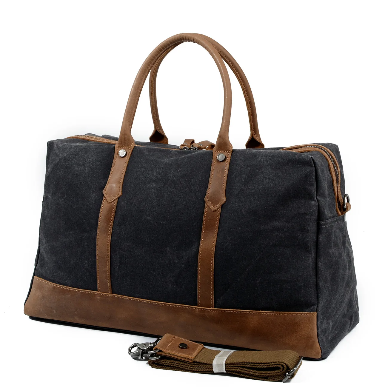 

Man Travel Bags Waterproof Duffel Canvas Waxed Weekend Bags Vintage Military Shoulder Handbag Leather Tote Large School Bag