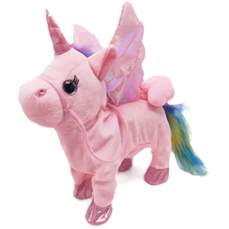 Electric Singing And Walking Unicorn Plush Toy Stuffed Animal Cartoon Plush Unicorns Interactive Toy For Children Birthday Gifts