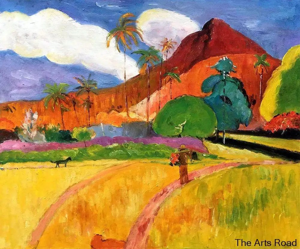 Nouveautés Main peint Paysage Art Peinture Tahiti Montagnes, 1893 par