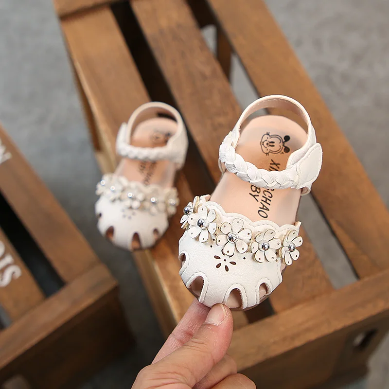 

ULKNN Baby sandals 2019 summer new girls baotou sandals children fashion princess shoes child baby soft bottom flat beach shoes