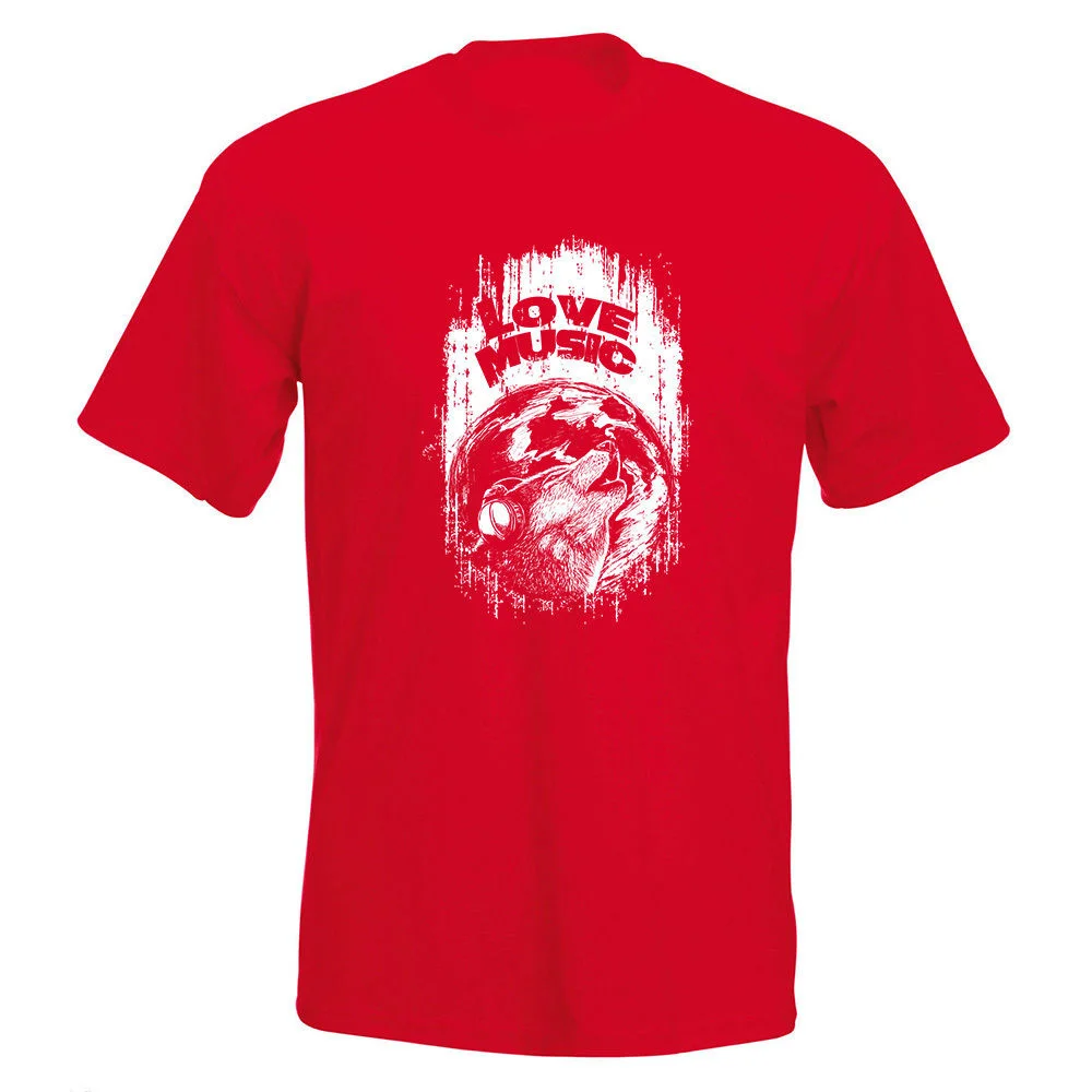 Мужская футболка с принтом Night Song наушниками Wolf Howl Moon и музыкальным 2019|tee shirt|t-shirt