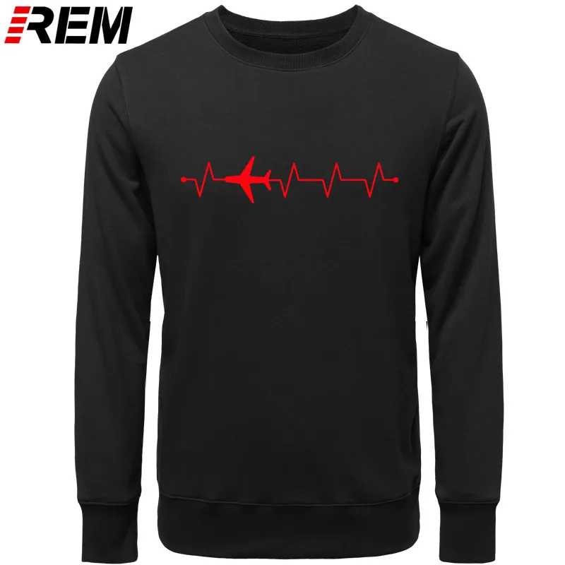 BLACK RED Худи rem повседневные забавные самолеты пилот сердцебиение дизайн мужские топы Толстовки, Толстовки - Цвет: BLACK RED