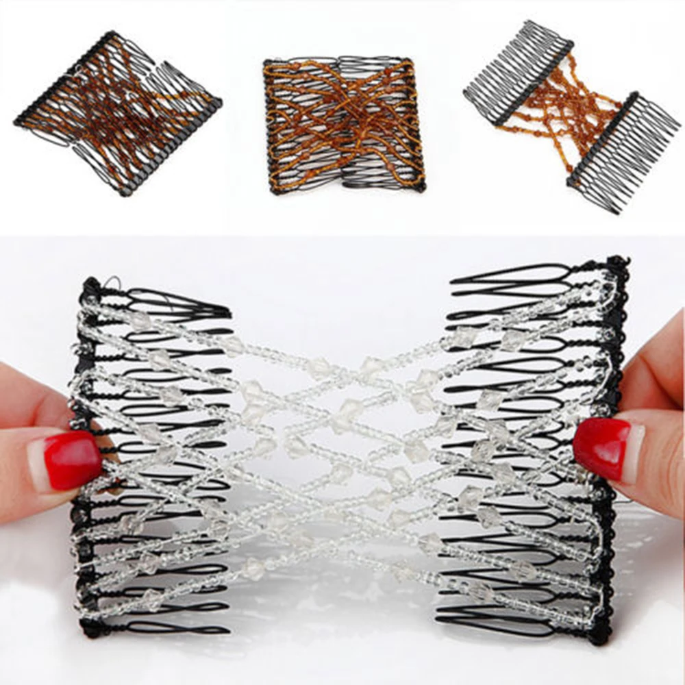 Fashion Women Hair Combs Hair Accessories Crown Bride Hair Clips Hair Wire Beads Magic Comb