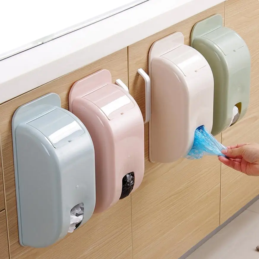 

2017 Home Plastic Wall Mount Carrier Bag Storage Container Holder Organizer 68
