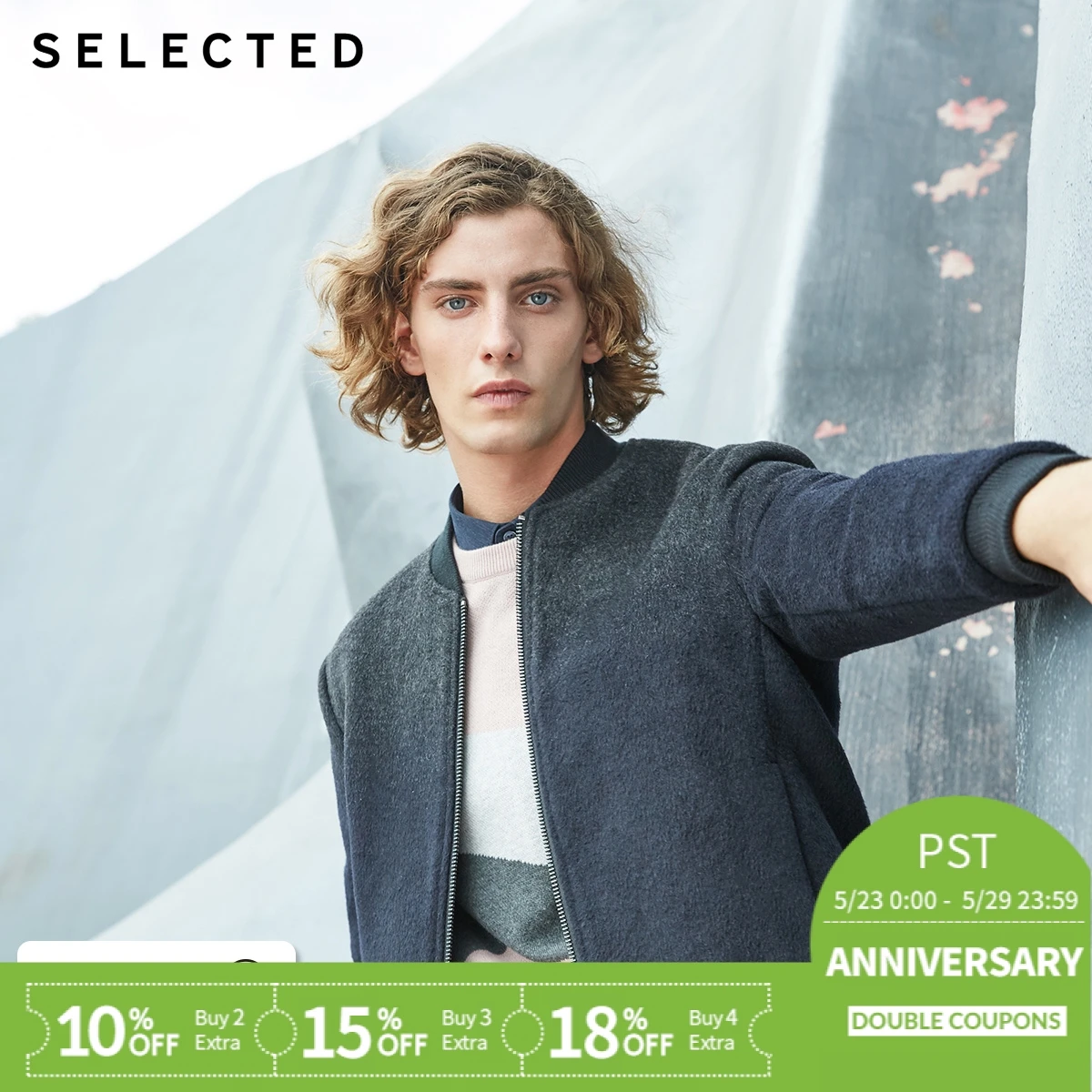 

SELECTED men of brief paragraph woollen containing wool jacket coat S | 418427559