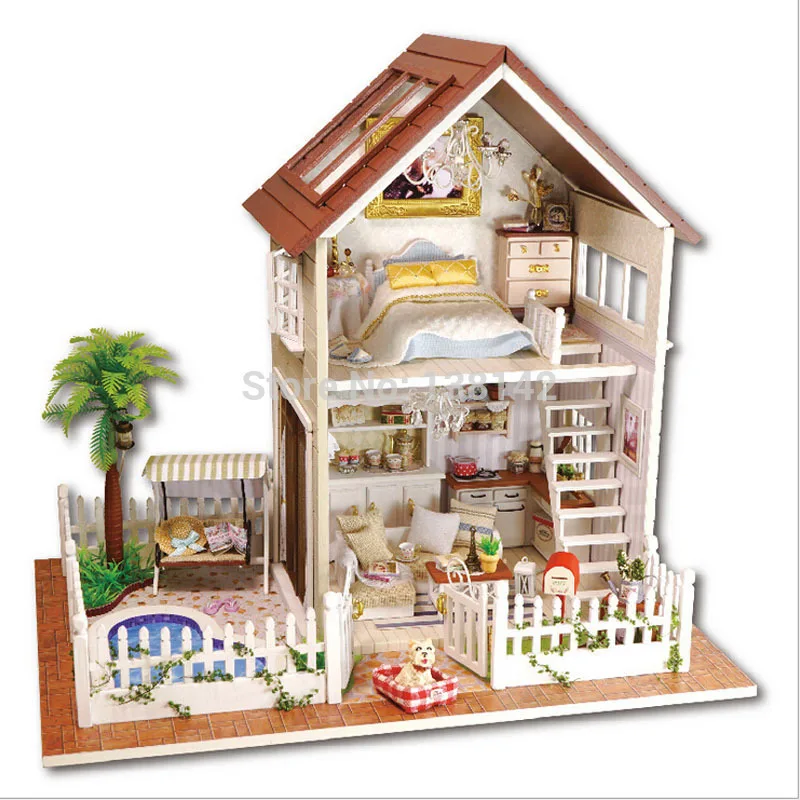 A025 большой Парижский дом miniatura diy ручной работы деревянный кукольный домик аксессуары миниатюрная вилла