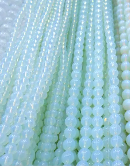 

Natural Stone Smooth White Opalite Quartz Loose Beads 15" Strand 4 6 8 10 12 14MM Pick Size For Jewelry Making