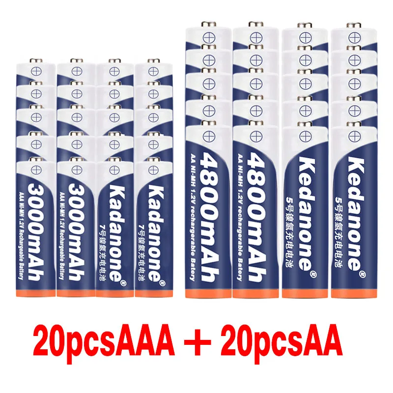 4~ 40 шт AAA 3000mAh+ AA 4800mAh 1,2 v Ni-MH аккумуляторная батарея Фонарь для игрушек микрофон камеры и т. Д