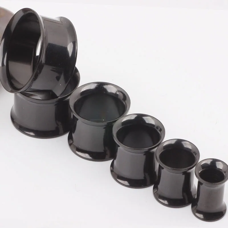 

200pcs/lot Mix 7 size Ear Plug Flesh Tunnel Double Flare Ear Expander Plug Piercing Stainless Steel Ear Gauges Plugs Stretcher